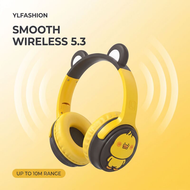 Cross-border cartoon-style Bluetooth headphones, 5.3 version, cute panda design, wireless earphones for children, long battery life, foldable and portable