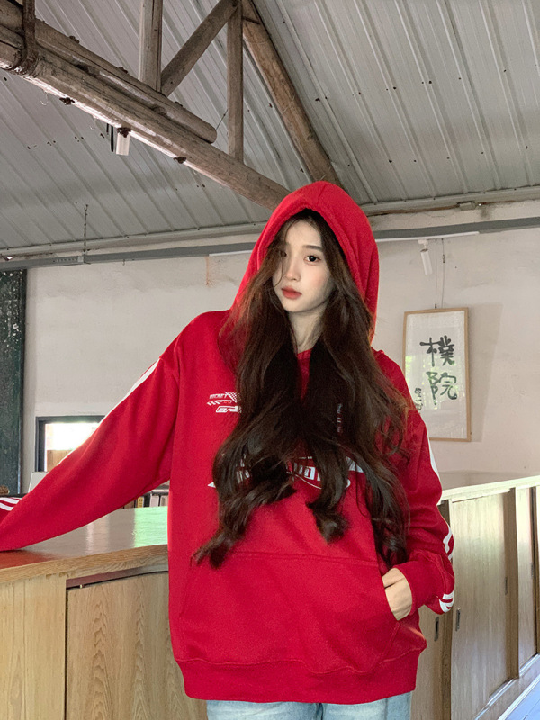 实拍卫衣男女情侣装薄款2025秋季新款口袋设计感印花连帽韩版上衣|undefined