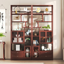 博古架实木新中式茶壶摆件置物架子客厅屏风落地展示柜厂家定 制