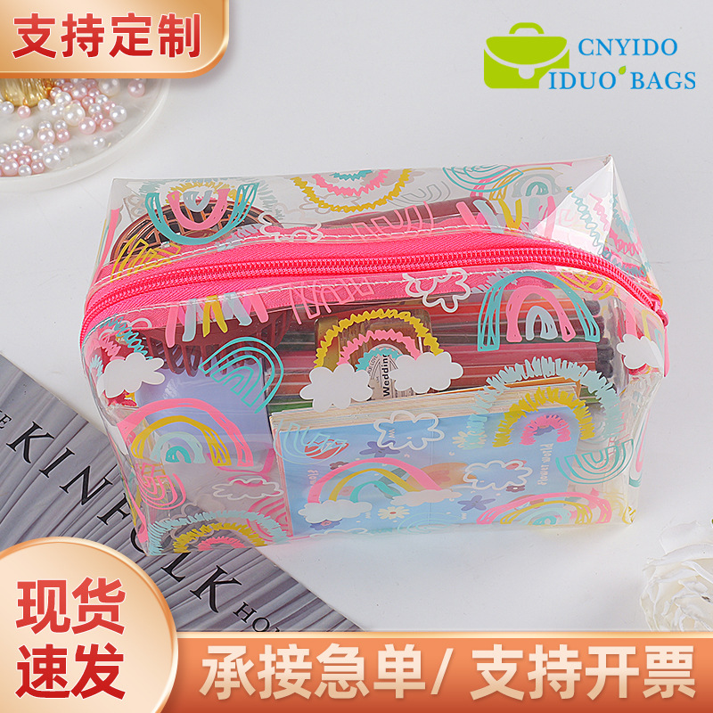 Spot tpu bag octogonal bag grueso antioxidante transparente impresión en color estuche para lápices bolsa cosmética almacenamiento fábrica de bolsas impermeables