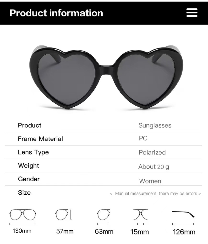 50g Weight Full Frame Glasses Structure Sunglasses Classification Ac, UV400 Protection Lens Material Special-Shaped Mirror Glasses Style Casual, Travel Occasion Heart Shape Pattern Children Unisex Gender Cute, Sweet Style Grey, White Color Cute Sweet Heart Shape Ac UV400 Protection Special-Shaped Mirror Full Frame Kids Sunglasses 9