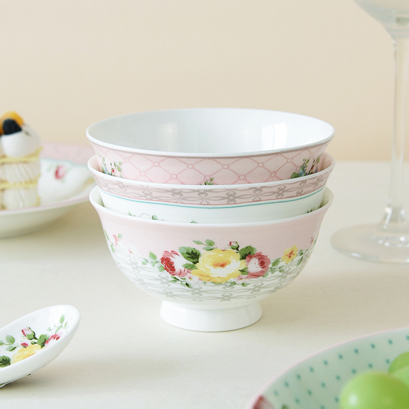 Juego de vajilla de porcelana de hueso de alto valor floral romántico, plato, cuchara, boda, nuevo hogar, vajilla de cerámica, tazón de sopa para el hogar image 5