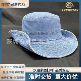 西部牛仔大檐帽复古水洗做旧户外渔夫帽子女高级感牛仔帽定制厂家
