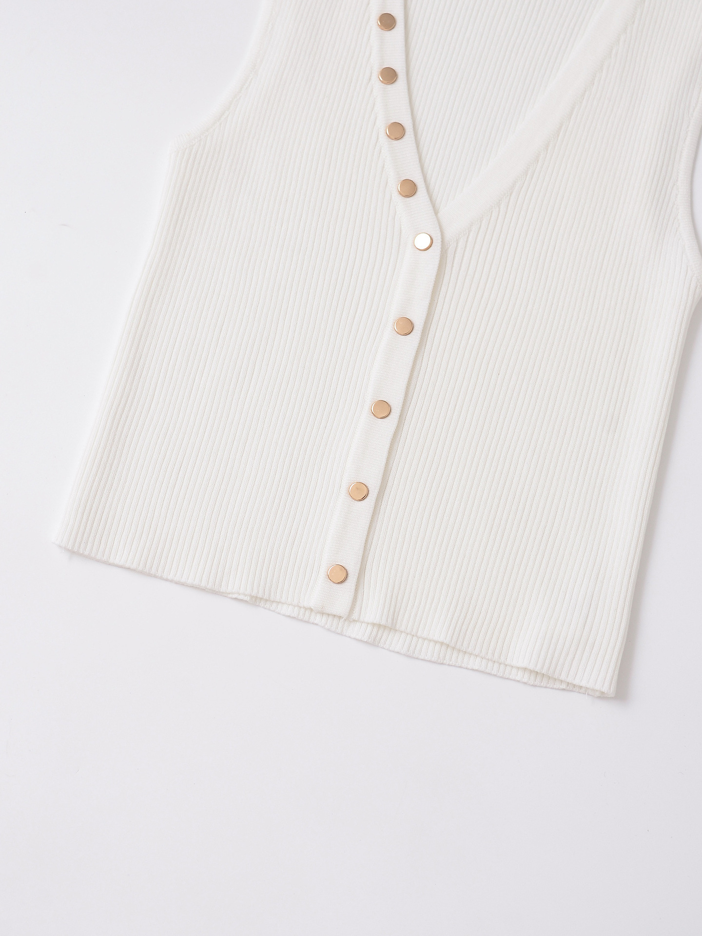 Damenbekleidung 2024 Herbst und Winter neue Mode Goldschnalle Dekoration flache Nadel Weste Top_voghion.com