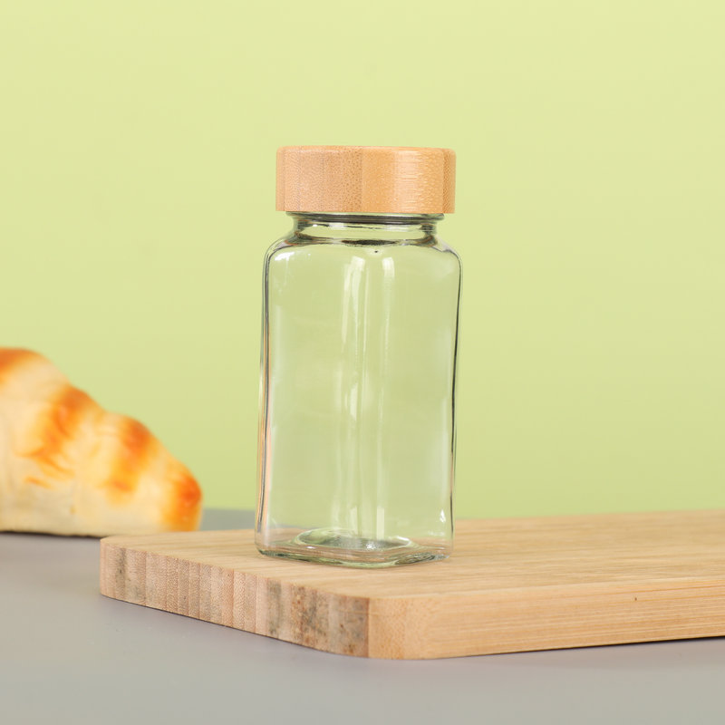 120ml 사각병+PP뚜껑+대나무뚜껑