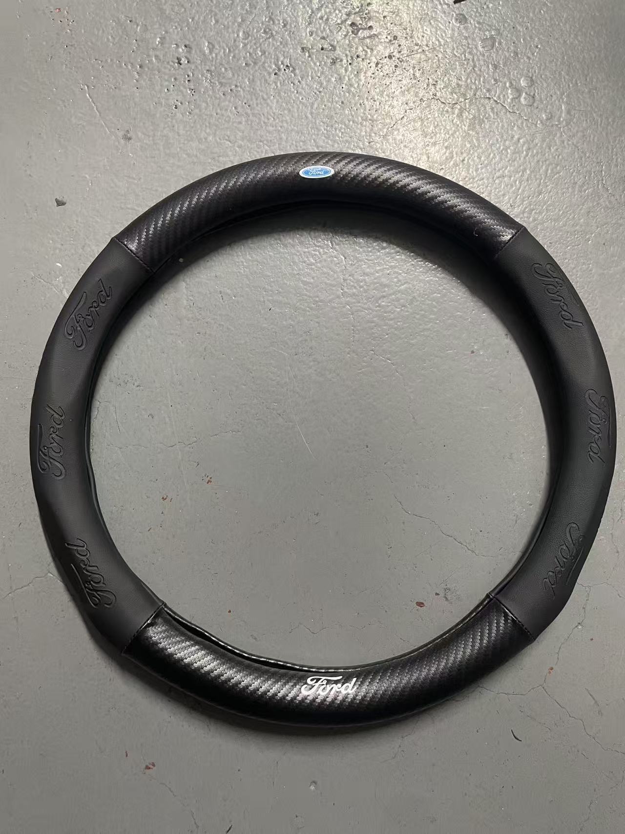 Cross-Border Carbon Fiber Steering Wheel Cover 5D Embossed Logo Car Logo Electric Car Handlebar Cover Cross-Border Steering Wheel Modification Product
