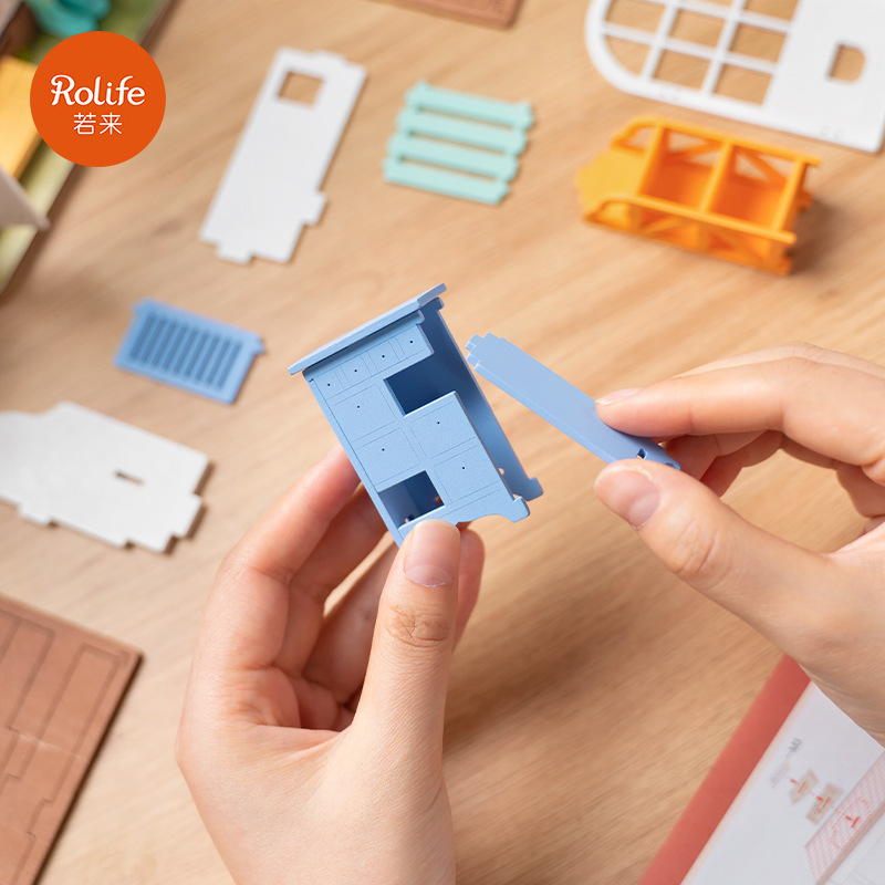 Ruozhilimengyu flor casa DIY hecho a mano casa modelo en miniatura casa mini 3d rompecabezas bloques de construcción regalo