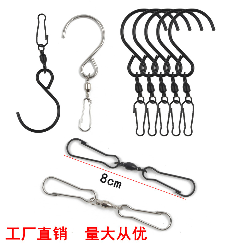 Cross-border hot wind chimes hook self-rotating stainless steel bearing hook outdoor pendant decorative hook in stock