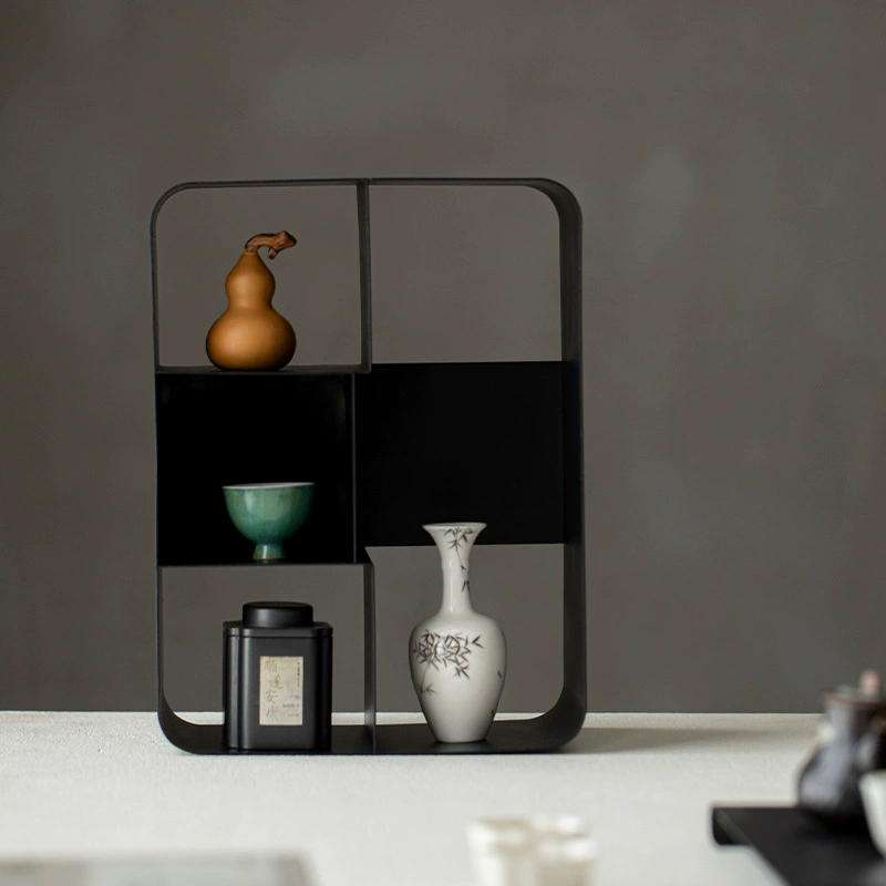 Кованая чайная беседка, чайная комната, настольный чайный набор, стеллаж для хранения чайника, антикварная стойка для хранения, подстаканник ваби-саби