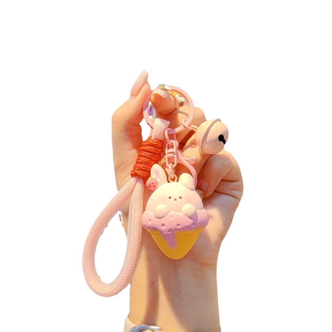 Creativo lindos caricaturas helados llaveros llaveros de automóvil bolsos de mujer belos colgantes pequeños regalos