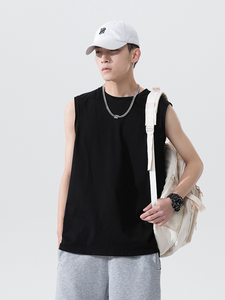 Ropa de hombre ACU | Chaleco de hombre de algodón puro marca de moda sin mangas camiseta de color sólido 2025 verano suelto top de fondo de todo fósforo