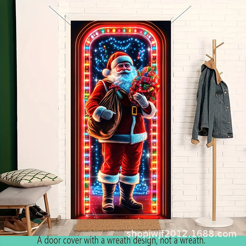 TEM Amazon transfronterizo nueva decoración de la cubierta de la puerta de Navidad rojo Santa Claus regalo cubierta de la puerta ambiente festivo fiesta