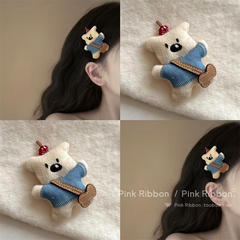 Korean-Style Cute Backpack Bear Hairpin for Women, Bangs Duckbill Clip Hairpin Hair Accessory for Autumn and Winter, High-Value Claw Clip