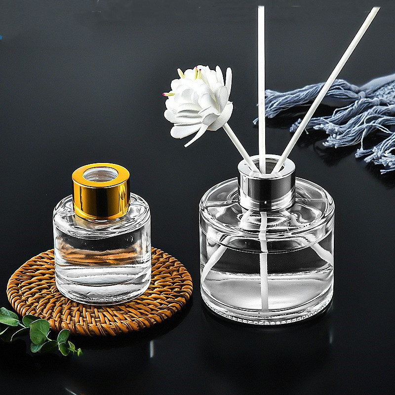 香薰包装瓶藤条干花瓶玻璃摆件透明玻璃香氛空瓶圆柱小样分装瓶子|undefined