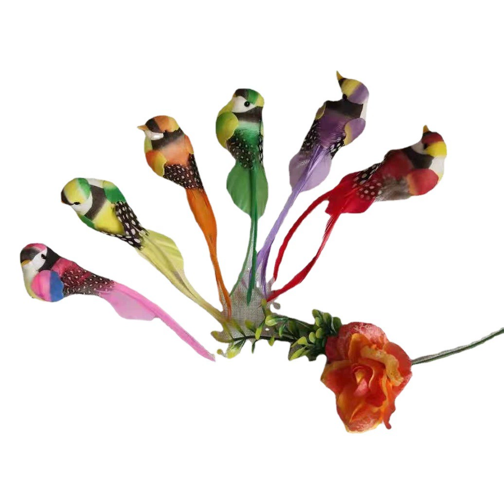 В наличии моделирование 14 см перо птицы шестицветная смешанная партия птиц/шелковая птица с длинным хвостом/зеленые растения садовые ремесла украшения оптом