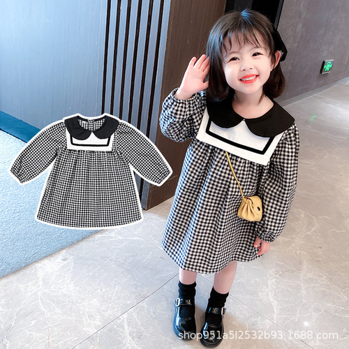 Girls' Spring and Autumn Fashion Viral Trendy Dress  New Korean Version College Girl Baby Skirt Princess Dress Trendy