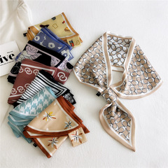 New small earphone port cross small silk scarf for women, spring and summer fashion temperament hair tie, bag decoration, neckerchief trendy
