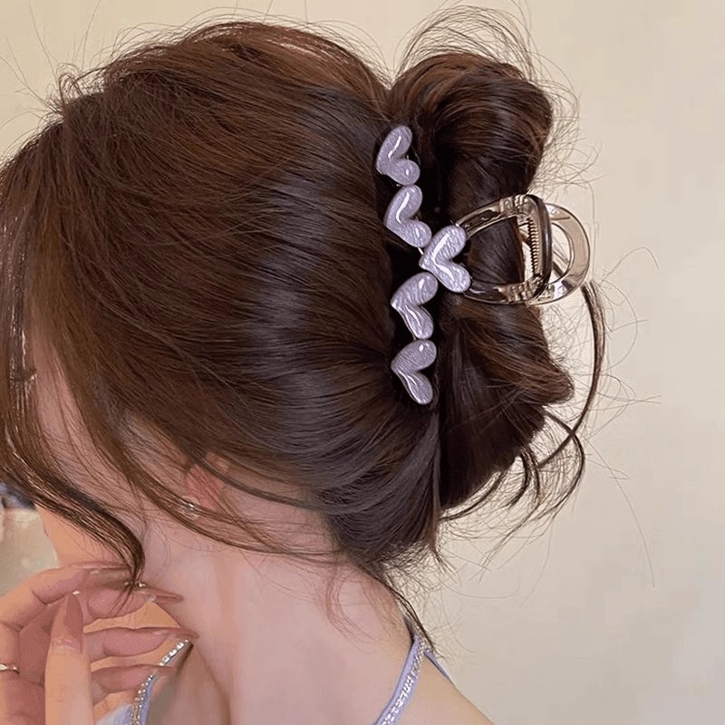 Temperamento de alto nivel amor agarrar clip de cabello de niñas más clip de tiburón detrás de la cabeza de un disco grande clip de cabello tocado