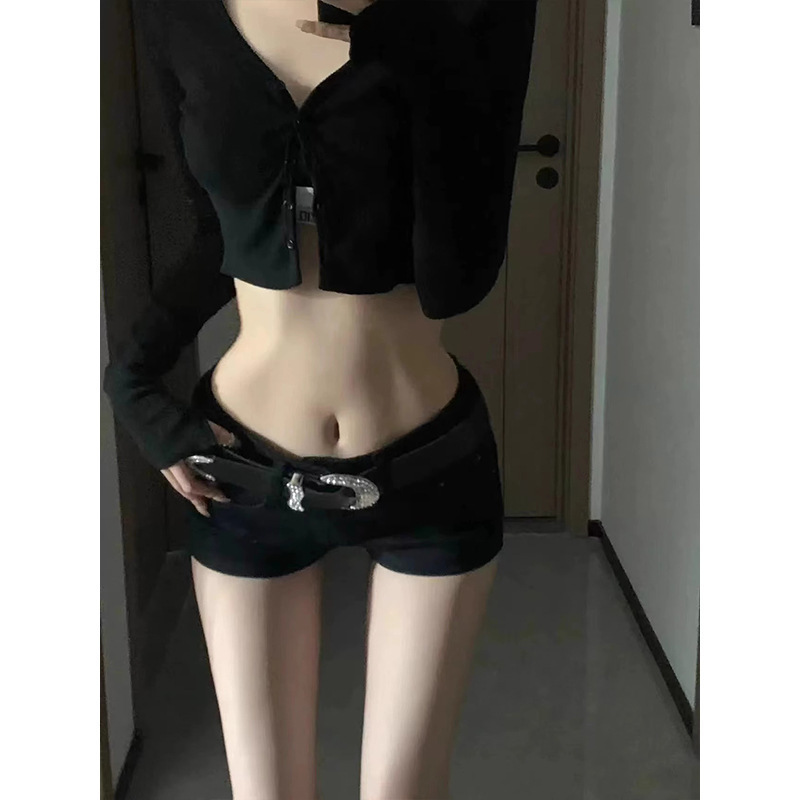 American-Style Spicy Girl High-Waisted Tight-Fitting Straight-Leg Denim Shorts for Women, New Summer Slim-Fit Short Black Bodycon Hot Pants Trendy American-Style Spicy Girl High-Waisted Tight-Fitting Straight-Leg Denim Shorts for Women, New Summer Slim-Fit Short Black Bodycon Hot Pants Trendy
