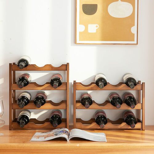 Red wine rack wine rack wine bottle wine rack multi-bottle cabinet home small display stand double-layer wine bottle storage decor