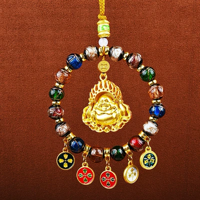 Car hanging, God of Wealth Zakilam Xizang Abacus - five-way-god-of-wealth-with-fragrant-ash-and-colored-glaze-maitreya-buddha