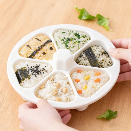 6-Compartment Rice Ball Mold Triangular Lunch Box Japanese Sushi Six-In-One Tool for Making Kimbap