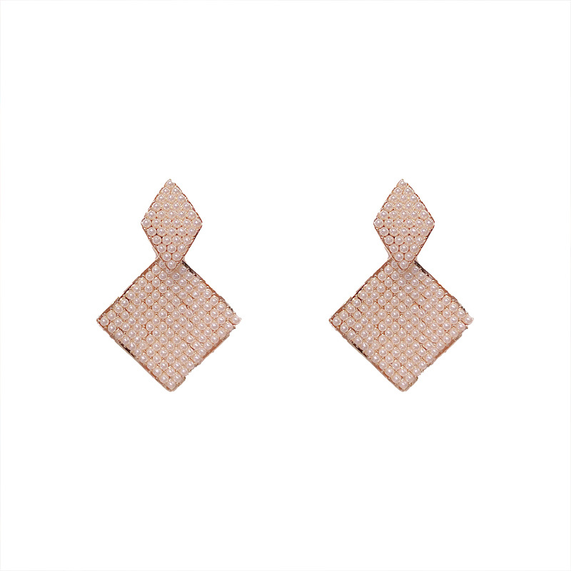 Copper Micro-inlaid Zircon Full Pearl Pendant Earrings Korean Earrings display picture 5