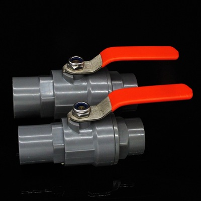 厂家批发供应两片式阀门 南亚越南 钢柄铜杆开关轻便组装PVC球阀|ms