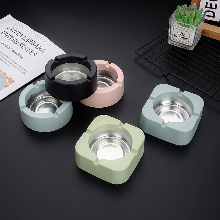 (2개) 창의적인 틴플레이트 재떨이 사각 라운드 가정용 재떨이 고온 소스 제조 업체 도매 재떨이