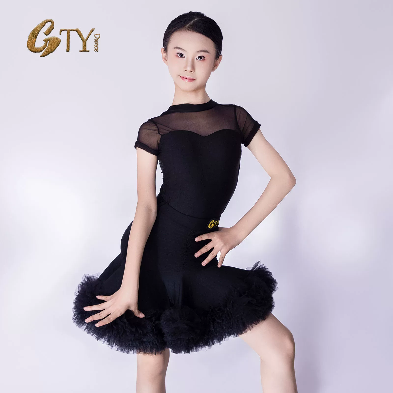 GTYDANCE2025 новая одежда для латинских танцев для девочек, летняя высококачественная большая распашная юбка с короткими рукавами для тренировок, L25126