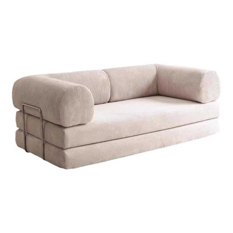 Sofá cama de tela de estilo antiguo francés, apartamento pequeño, sofá de embalaje compresible perezoso de tela de estilo crema