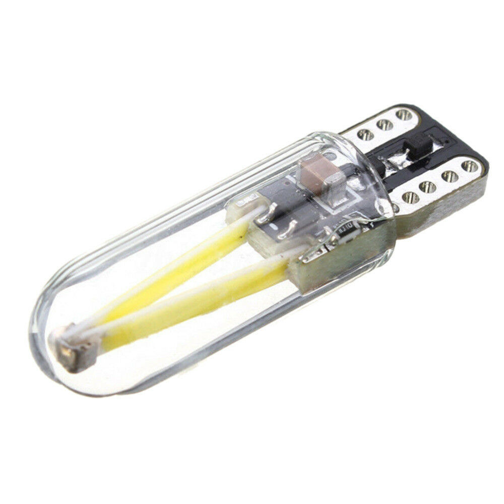 Bombilla LED automotriz COB T10 W5W T10 12V lámpara de ancho de vidrio filamento a través del tubo decodificación no polar