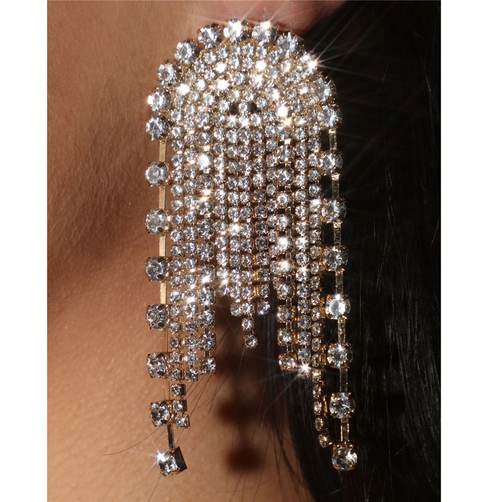 Luxurious Geometric Copper Plating Rhinestones Earrings 1 Pair