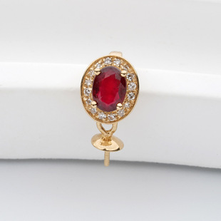 18K Gold Ruby ​​Diamond Pendant Bead Plate with Detachable Buckle, Optional Accessories, No Beads or Chain