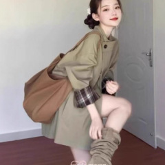 卡其色风衣外套女2025秋冬新款高级感独特超好看中长款小个子大衣