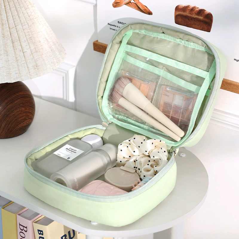 Handheld cosmetic bag, capacious organizer bag, storage bag for traveling