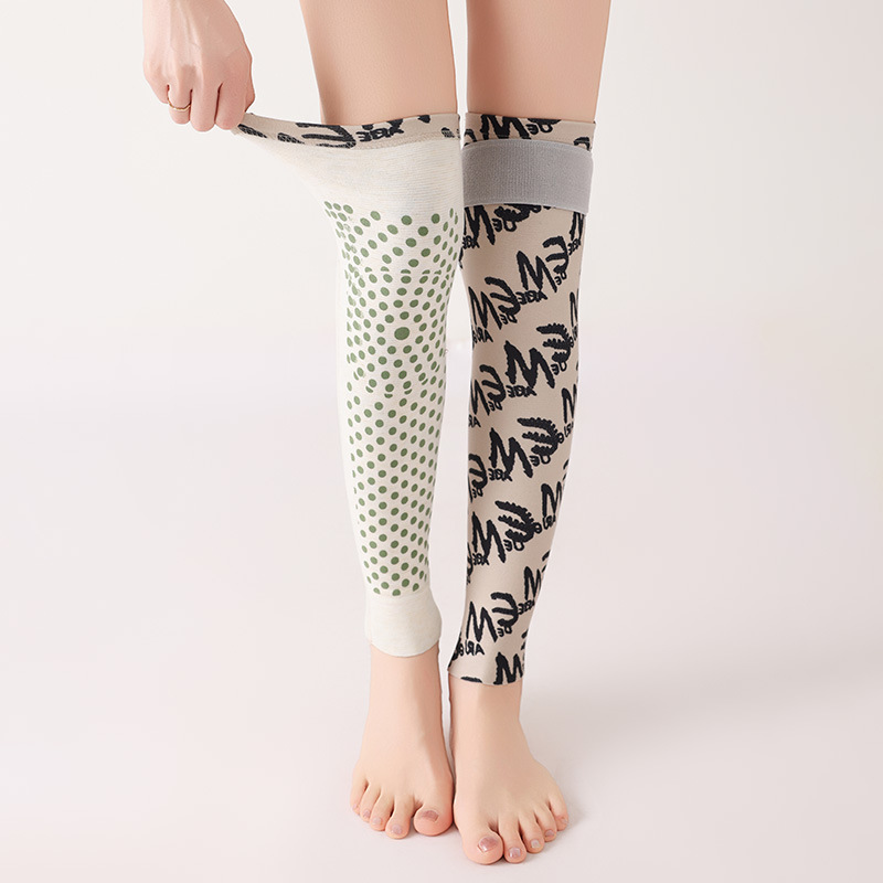 Dereon Strap Anti-Slip Printed Sports Knee Pads Cold-Proof Joint Cooling Moxa Granules Thickened Warm Extended Leg Pads