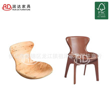 北欧意式极简设计师马鞍皮餐桌椅创意水蛇腰靠背餐椅妆台椅弯板
