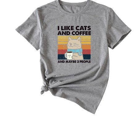 Verano Y2K tops de mujer casual retro de manga corta niña suelta cuello redondo camiseta negra Pedido mínimo de una pieza