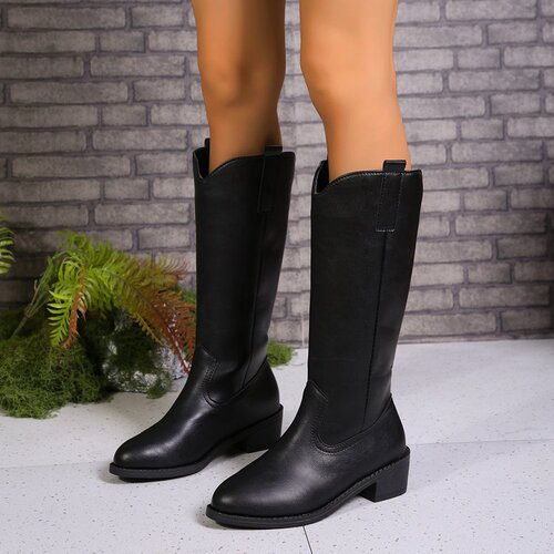 Retro Minimalist Western Boots Autumn European and American Style Small Square Toe Thick Heel Mid-Calf Boots for Men and Women