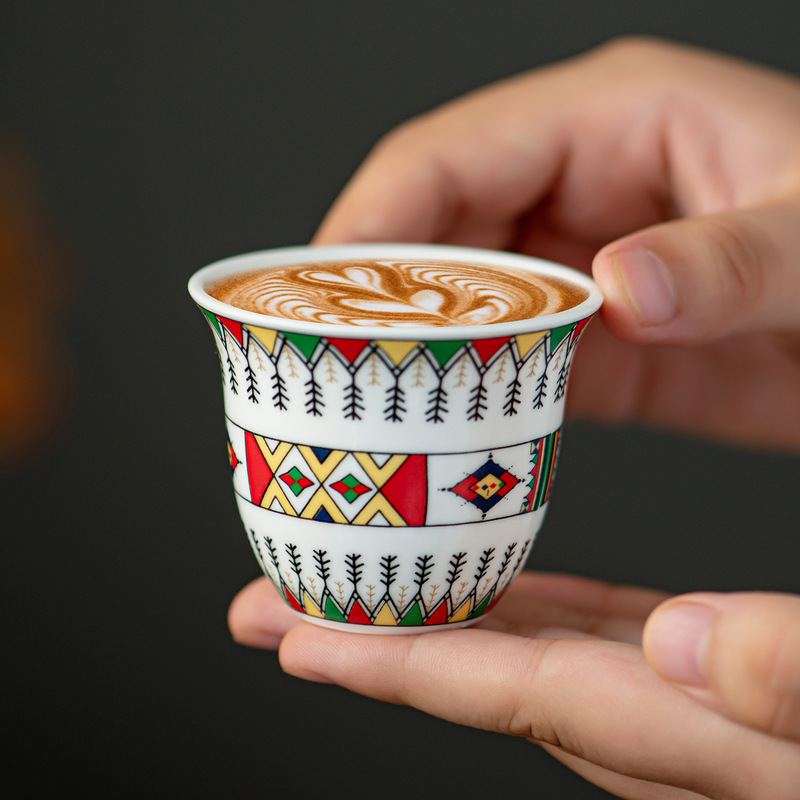 Cross-Border In-Stock 70ml Set of 6 Middle Eastern Mini Moonlight Kawa Small Cups with Arabic Pattern Ceramic Coffee Cup Set Cross-Border In-Stock 70ml Set of 6 Middle Eastern Mini Moonlight Kawa Small Cups with Arabic Pattern Ceramic Coffee Cup Set