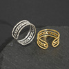 Design ring stainless steel, metal chain, accessory, 750 sample gold, punk style