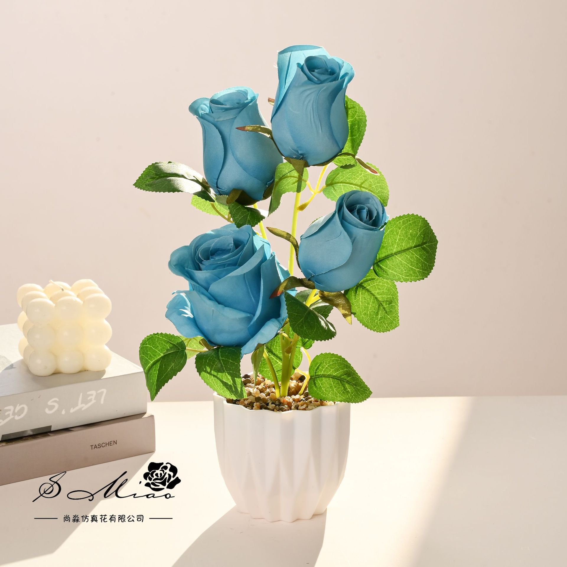 Flores falsas estilo pastoral rosa bonsai simulación flor de moda decoración creativa plantación verde artificial simulación maceta image 5