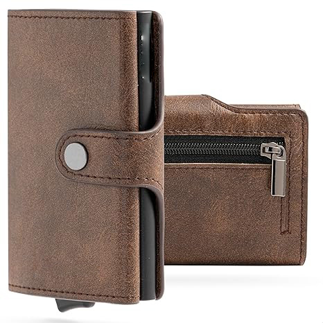 Caja de tarjeta de aleación de aluminio de metal automática personalizada Bolsa de tarjeta emergente portátil Cartera RFID antirrobo simple para hombres