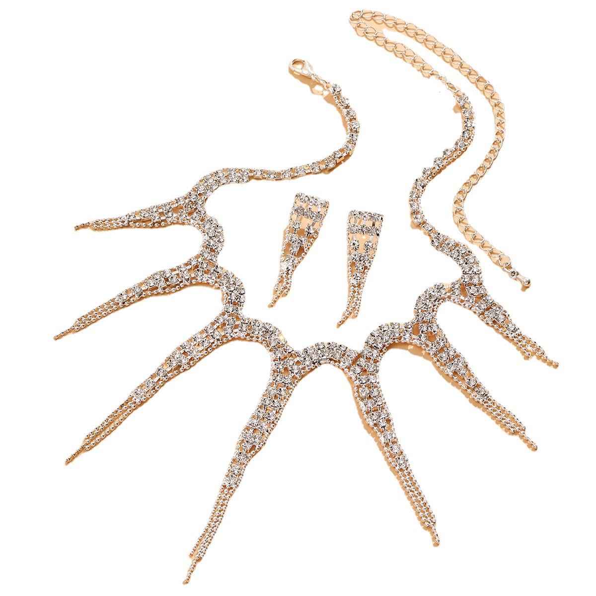 Joyería transfronteriza caliente al por mayor joyería de moda Fiesta de las mujeres de agua diamante fresco pulpo collar pendientes traje