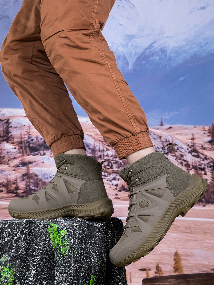 Botas de combate, fanáticos militares, botas tácticas de rango medio, montañismo al aire libre para hombres, zapatos altos para hombres, botas de entrenamiento de combate, botas de senderismo todoterreno