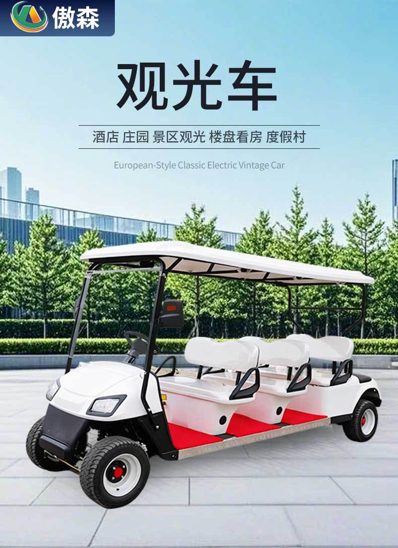 Golf Cart Shuttle Vehicle for Golf Course, Four-Seater, Six-Seater, Vacation Sightseeing Vehicle, Tourist Attraction Vehicle