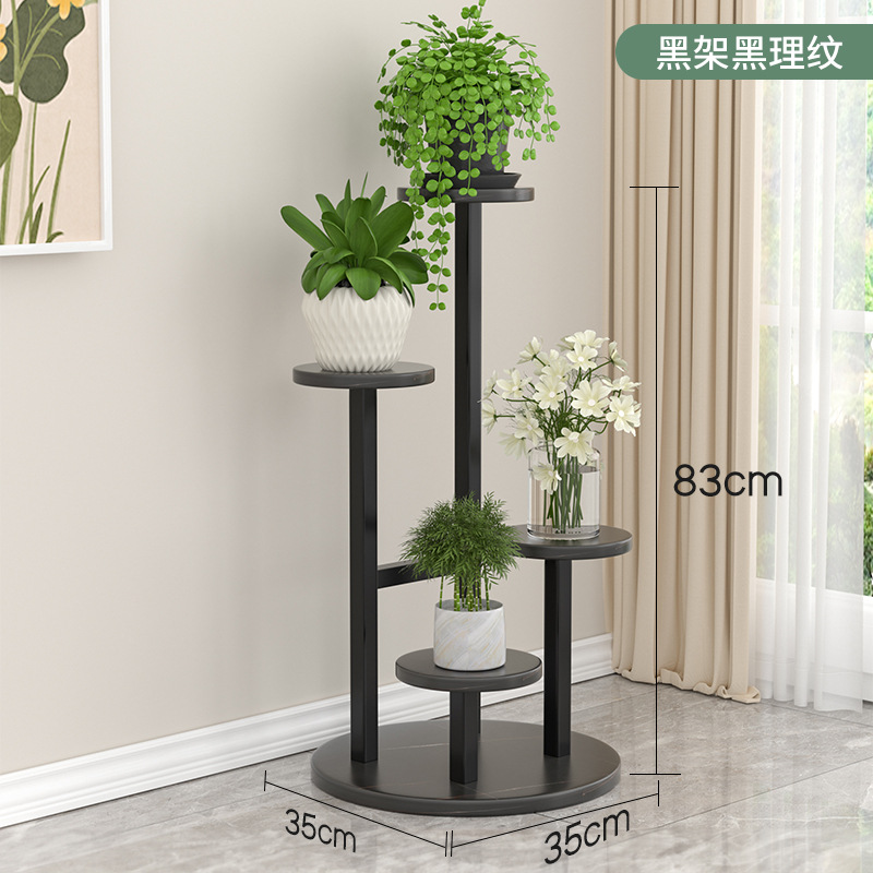 Estante de flores de arte de hierro, decoración de sala de estar, estante de macetas, balcón, estante de flores de eneldo verde de pie, estante de madera de acero de varios pisos para interiores image 10