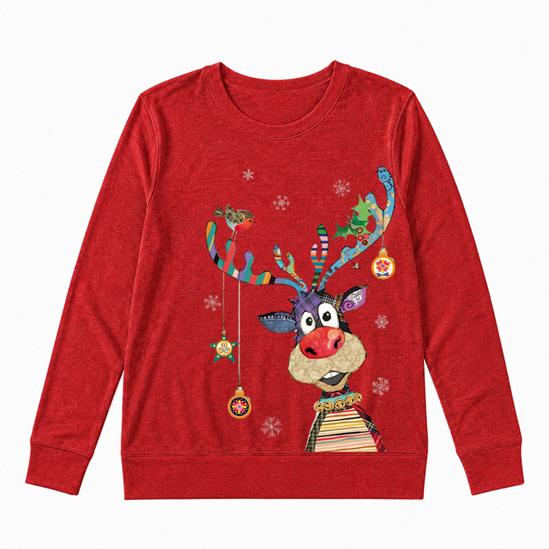 2026 New European and American Christmas Sweatshirt, Women's Red Long-Sleeve Pullover, Women's Party Casual Top, In Stock 2026 New European and American Christmas Sweatshirt, Women's Red Long-Sleeve Pullover, Women's Party Casual Top, In Stock