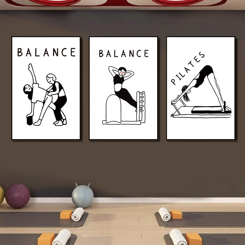 Yoga Studio Atmosphere Layout Pilates Hanging Painting Background Wall Decoration Studio Asana Cultural Wall Promotional Poster